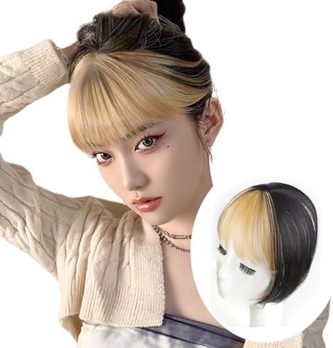VAVANGA Long Hair Topper with Bangs Black with Blonde Color by VAVANGAHAIREXTENSION