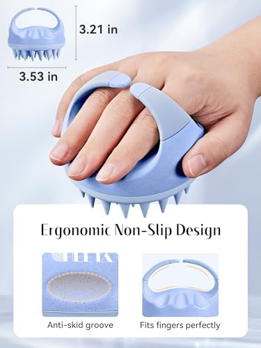HEETA Silicone Bristles Scalp Scrubber & Massager for Hair Growth, Dandruff Removal & Relaxation - Shampoo Brush with Wet/Dry Hair (Pink & Blue) - Image 2