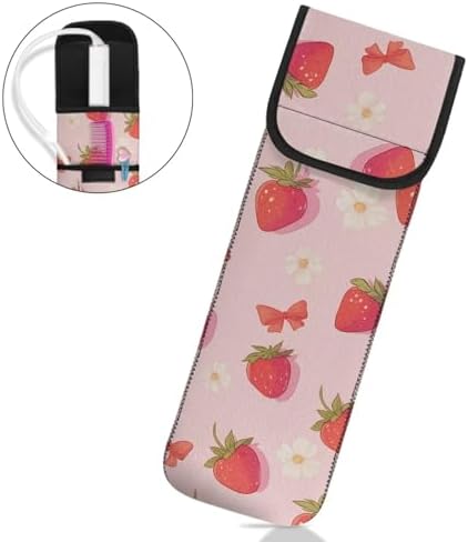 Universal Curling Iron Travel Case, Canvas Heat-Resistant Curling & Flat Iron Holder Travel Case, Hot Curling Iron Holder for Hair Tools Travel Bag or Daily Use Strawberry - Image 7