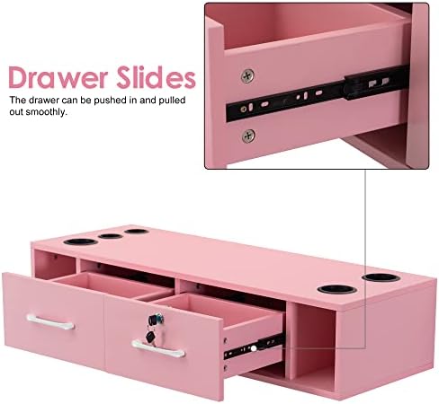 BarberPub Wall Mount Station with Drawers Styling Cabinet 2502(Pink) - Image 4