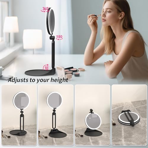 Magnifying Mirror with Light 10X/1X, Double Sided, Foldable, Rechargeable - Image 3