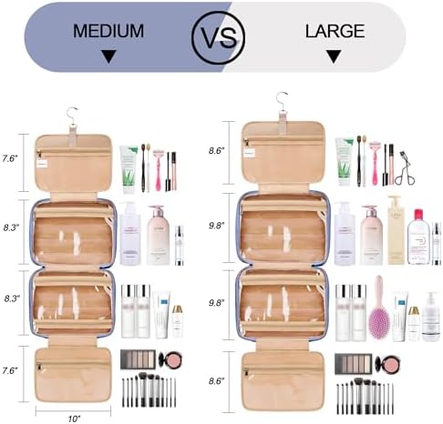 COOSKY Travel Hanging Toiletry Bag for Women, Cruise Ship Essentials, with Jewelry Organizer, Extra Large Makeup Dopp Kit, Waterproof Cosmetic Bags, Toiletries Kit Set with Trolley Belt, Blue - Image 3