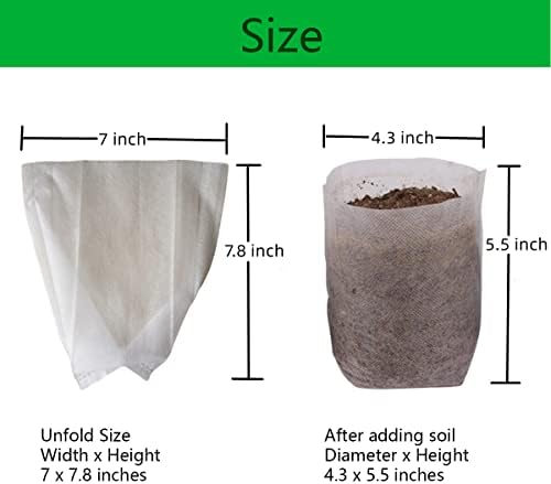 gardtree 3/8 Gallon 300PCS 7×7.8 Inch Breathable Plant Grow Bags - Non-Woven Plant Nursery Bags for Seed Starting, Indoor/Outdoor Vegetables, Herbs & Flowers | Easy Transplant, Space Saving - Image 2