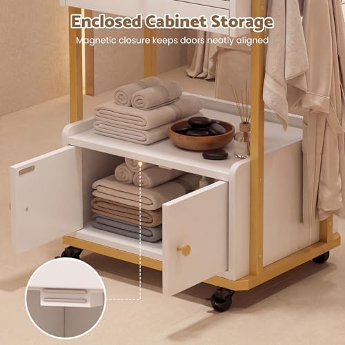 Spa Salon Trolley with Storage Cabinet, Rolling Beauty Cart, White - Image 6