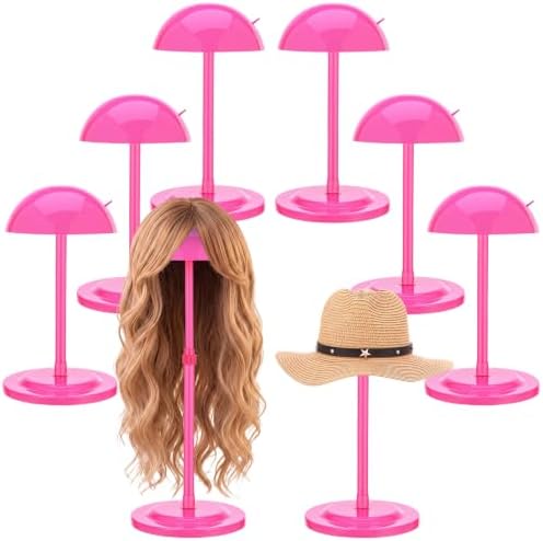 Tatuo 8 Pcs Wig Stand 9.8"-18.9" Adjustable Height Wig Head Holder Rose Red by Tatuo