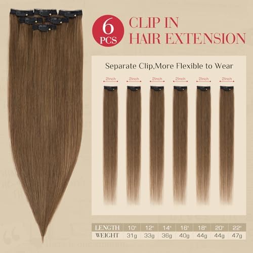 Rich Choices Real Human Hair Clip In Extensions-6 Pcs Single Clip Design-100% Remy Hairs Invisible Clip in Extensions for Thin Short Hair-Seamless Hairpieces for Women/Men-10 Inches #4 Medium Brown - Image 2