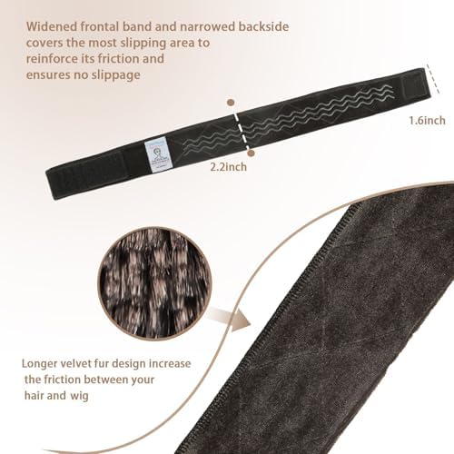 Wig Grip Band Flexible Velvet Scarf Adjustable Comfort Band Headband Non-Slip Wig Bands with Wavy Silicone (Grey) - Image 6