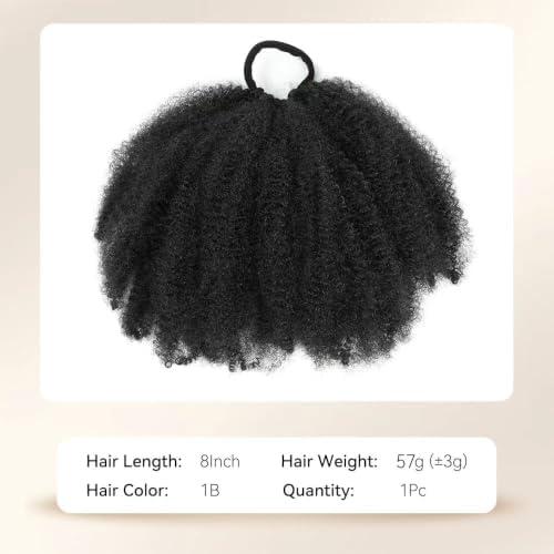 Afro Puff Bun 8Inch 4B/4C Kinky Curly Natural Hairstyle For Black Women - Image 6