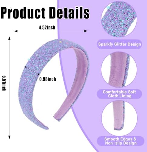 Headbands for Girls, 3 Pack Sparkly Glitter Toddler Girls Headbands - Image 2