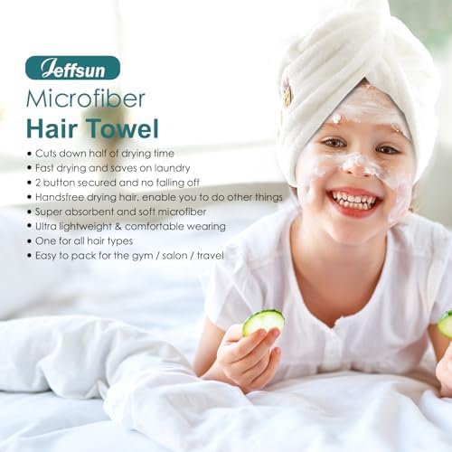 Microfiber Hair Towel Wrap for Women Girls w/ Embroidery,2 Pack, Blue+Khaki - Image 5
