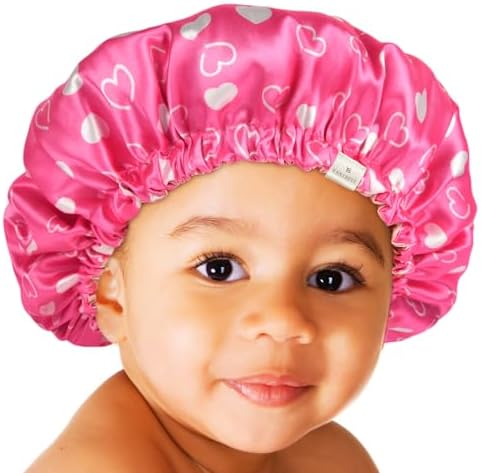 YANIBEST Baby Satin Bonnet Sleep Cap - Double Layer Reversible Adjustable Silky Satin Cap for Infant Toddler(6-36Months,Light Pink) by yanibest