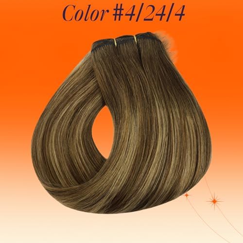 Full Shine Weft Hair Extensions Human Hair Balayage Brown 22 Inch 105g - Image 2