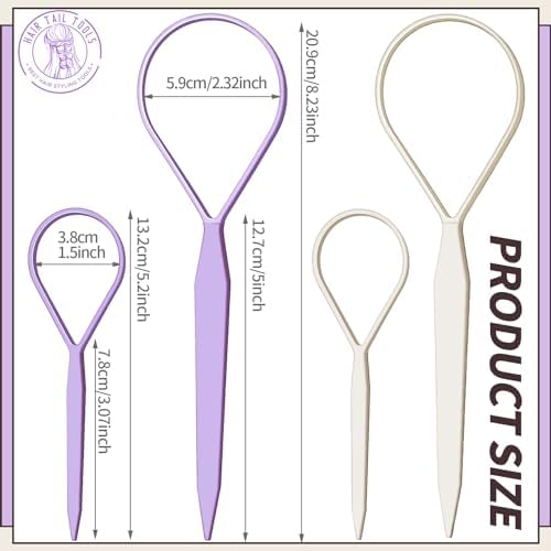 Teenitor 4pcs Pony Tail Hair Tools: 2 Pairs Pony Styling Loop, Pull Through & French Braiding Accessories for Women & Girls - Light Purple/White - Image 2
