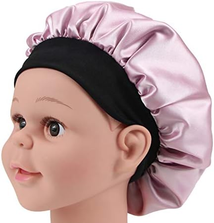 Kids Satin Bonnet Double Layer Wide Elastic Band Sleep Cap - Image 6