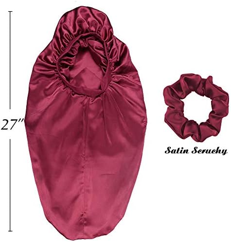 Xtra Long Bonnet Large Sleep Caps for Braids XL Wide Hair Bonnets for Black Women Deep Burgundy - Image 3