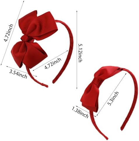 phnydreg Girl Red Hair Bow Accessories 14 Pieces Uniform Hair Bows Hair Clips Headband for School Toddler Girls - Image 3