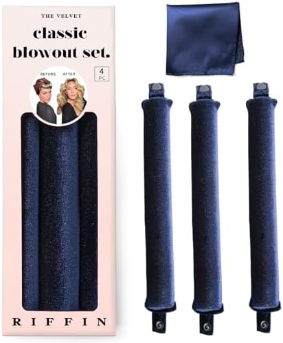 Classic Heatless Curls Overnight Rods No Heat Hair Curlers to Sleep Jumbo Foam Large Hair Rollers for Medium Long Hair Blowout Look, Heatless Flexible Curling Rod Set with Satin Wrap for Sleeping by RIFFIN