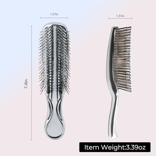 Hair Brush for Women Plating color for Thick Curly Thin Long Short Wet or Dry Hair Adds Shine and Makes Hair Smooth Detangling Brush Scalp Massage Styling Portabl(silver) - Image 2