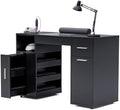 Manicure Table with Dust Collector, Glass Top and Wheels (Black) by Oakvera