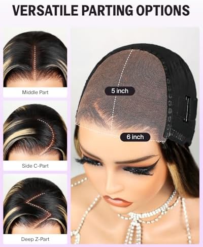 6x5 Glueless Highlight Balayage Straight Wig 20 Inch #1b/27 - Image 5
