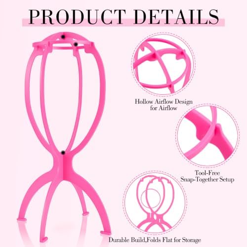 obeoby 3 Pack Updated Wig Stand, Portable Foldable Holder for Short Wigs - Image 4