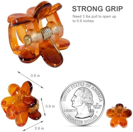 Mini Flower Hair Clip Flower Clips,Colorful Mini Hair Claw,for Women, Girls,Baby, Toddler Bangs Strong Grip Small Tiny Rainbow Hair Clips (100, brown) - Image 3