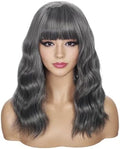Sebast Pastel Bob Wigs with Bangs for Women Loose Wavy Wig Pastel Wavy Shoulder Length Bob Synthetic Cosplay Wig for Girl Colorful Costume Wigs (Salt Pepper) by Sebast