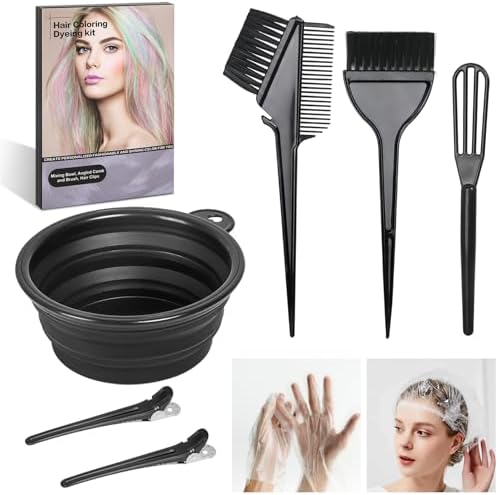 ROOHUA 8 Pcs Hair Dye Kit with Brush, Reusable Home Salon Color Hair Tools by ROOHUA