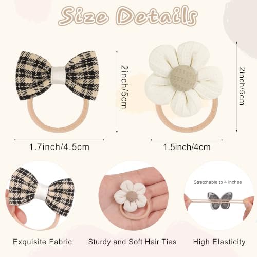 DED Baby Hair Ties with Bows, 20pcs Elastic Ponytail Holders for Infants - Image 2