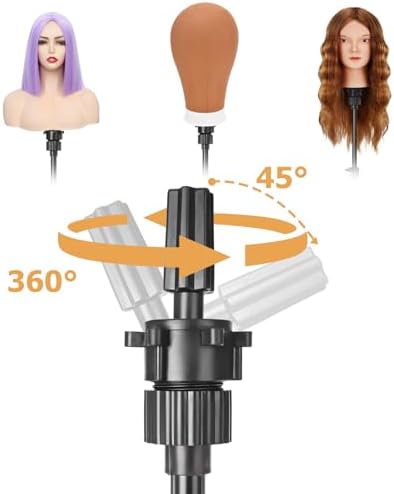 Mannequin Head Stand, Adjustable Wig Stand, Reinforced Metal Mannequin Head Stand for Cosmetology Hairdressing Training, Black - Image 4