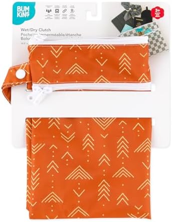 Bumkins Waterproof Wet Dry Clutch Bag for Baby, Travel, Swim Suit, Cloth Diapers, Pump Parts, Pool, Gym Clothes, Toiletry, Hook to Stroller, Daycare, Zip Reusable Bag, Packing Pouch, Boho Orange - Image 6