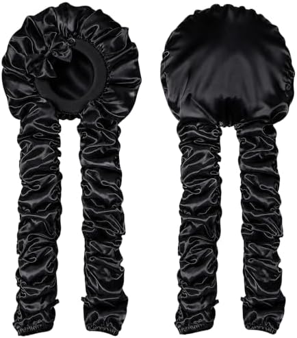 Bonnet for Braids Long Hair Double Layer Silk Satin Bonnet Bounce Curl Caps Women Sleeping Samurai Wrap Hair Hose Cap 2 in 1 by AILEAM