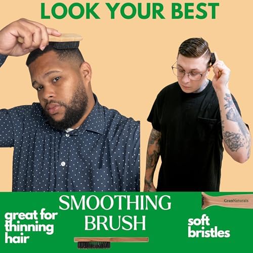 GranNaturals Soft Mens Boar Bristle Hair Brush - Natural Wooden Club Style Wave Hair Brush for Men - Styling Beard Hairbrush for Fine, Thin or Thick Hair - Image 2