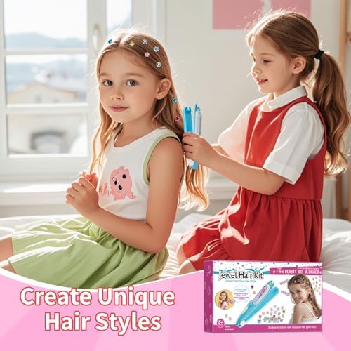 kidzkube Hair Gem Stamper Kit, Bling Hair Jewels for Girls Toys, Hair Styling Tool with Reusable Shining Diamonds, Birthday Gifts Toys for Girls Ages 3 4 5 6 8-12 - Image 4