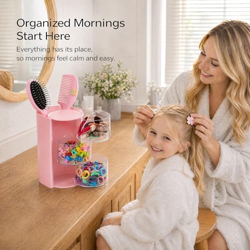 Hair Accessories Organizer, 3-Tier Vanity Caddy, Pink - Image 2