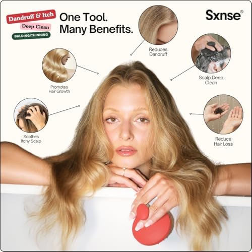 SXNSE Revive Silicone Scalp Massager - Manual Scalp Scrubber & Exfoliator Brush for Dandruff, Buildup & Itch - Scalp Shampoo Brush for Wet & Dry Hair with Soft Bristles and Easy-Grip Handle, Jet - Image 3