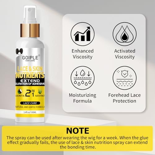 Wig Accessory Essentials Kit Lace Front Wig Glue, Wig Adhesive Extension Spray for Extend Boding Time of Lace Glue, Natural and Gentle Formula Lace & Skin Nutrition Spray Extend Duration of Adhesive - Image 4