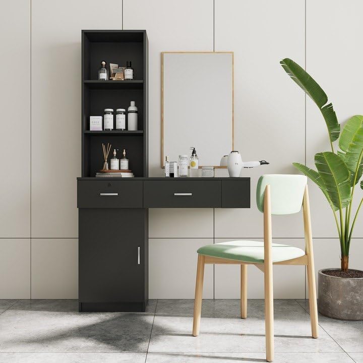 Modern 66.93" Tall Multi-Layer Hair Styling Storage Cabinet, Salon Spa Station with Appliance Holders and Lockable Drawer, Ideal for Salons, Barber Shops, and Home Use, Black - Image 2
