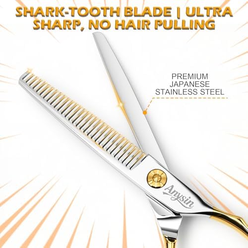 Professional Hair Thinning Scissors, Texturizing Shears with Razor Sharp Teeth Blades, Premium Stainless Steel for Salon Quality, Men Women Barber Hairdressing & Gift Box - Image 4