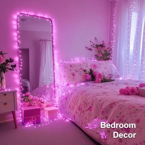 JMEXSUSS 200 LED Pink Lights for Room Decor, Pink String Halloween Lights - Image 2