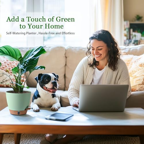 2 Pack 8 Inch Pots for Plants Indoor, Plastic Self Watering Planters - Image 4
