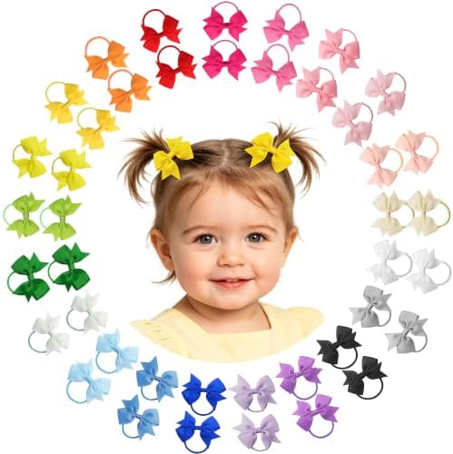 CÉLLOT Baby Hair Ties with Bows,42pcs 2 inch Baby Hair Bow Ponytail Holders by C%C3%89LLOT
