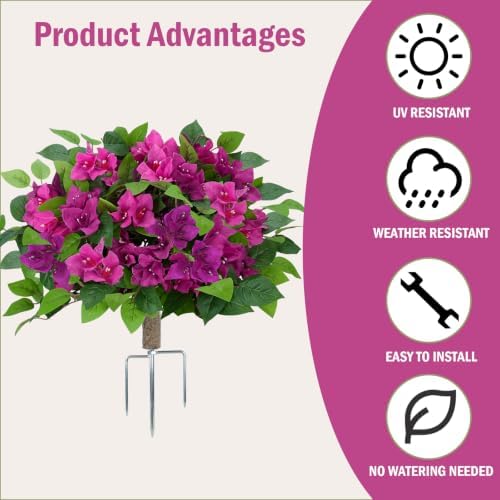 2Pcs Bougainvillea Artificial Flowers, Fake Bushes for Outdoors - Image 5