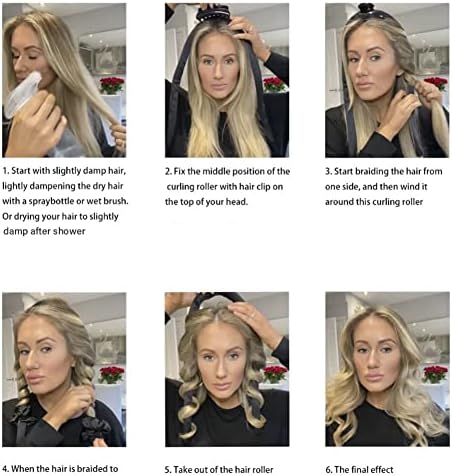 Heatless Curling Rod Headband No Heat Silk Ribbon Curling Rod Hair Roller Curls with Hair Claw Clip Lazy Natural Soft Wave DIY Hair Rollers Styling Tool for Sleep in Overnight (Black) - Image 5
