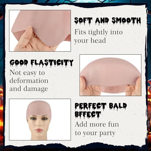 NACHLYNN 2/4/6/ Pcs Halloween Bald Cap for Adult Makeup Latex Bald Caps Nylon Bald Wig Cap Costume for Halloween Party Men - Image 4