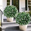 26'' Artificial Topiary Boxwood Ball Trees with White Lavender, Set of 2 Fake Bushes Shrubs for Outdoor with Ground Spike UV Resistant Faux Evergreen Plant Ball for Front Porch Garden Decor by Unknown
