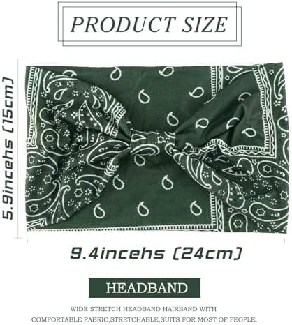 Olbye Wide Boho Headbands Floral Stretch Head Wraps Bohemian African Turban Hairbands Knotted Bandana Headband Yoga Running Head Scarfs Workout Hair Accessories for Women 4Pcs (Bohemian, 9.4 * 5.9'') - Image 5