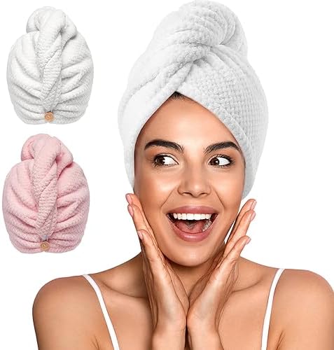 YFONG 2 Pack Microfiber Hair Towel Wrap for Women, Quick Dry Hair Turban by YFONG