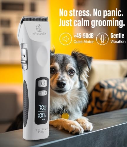 Professional Dog Grooming Clippers with 17H Runtime & Replaceable 440C Blade, 5-Speed Low Noise Electric Dog Shaver for Thick, Matted, Curly Hair, Cordless Clipper for Groomer & Home Use, White - Image 6