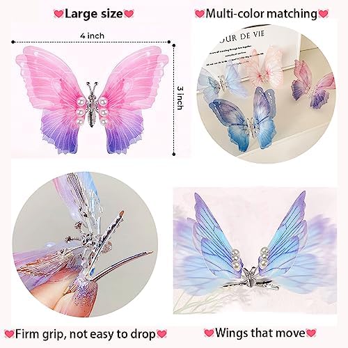 Gradient Butterfly Hair Clips Set - Multi-color Cute Hair Accessories for Girls (6PCS) - Image 2